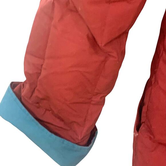 Vintage CYCLONE Down Puffer Coat 10 Long Burgundy Detachable Hood Snaps - Picture 8 of 10